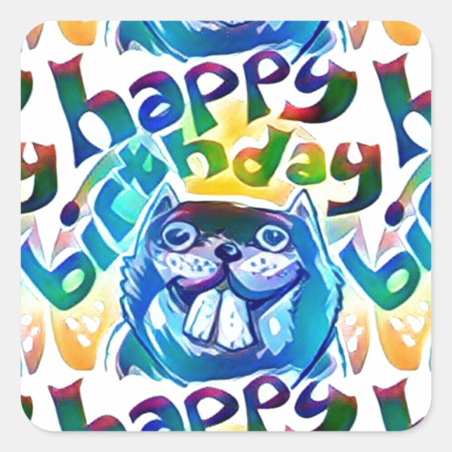 beaver say happy birthday square sticker (Front)