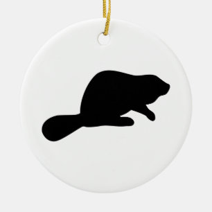 Beaver Silhouette Ceramic Tree Decoration