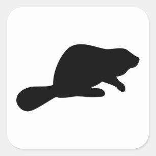 Beaver Silhouette Square Sticker