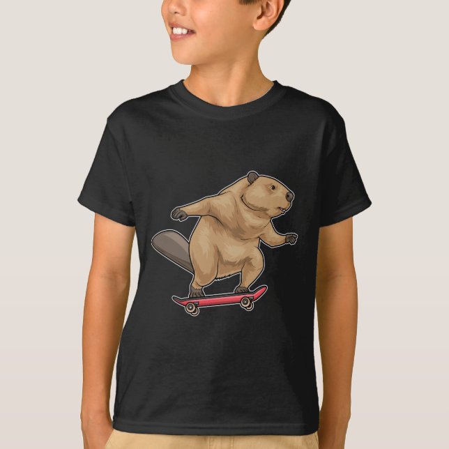Beaver Skater Skateboard T-Shirt (Front)
