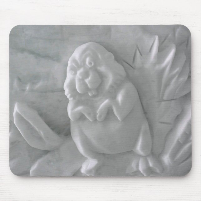 Beaver Snow Sculpture, Hotel de Glace, Quebec Mouse Mat (Front)