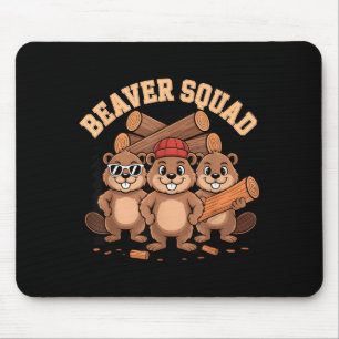 Beaver squad sunglasses lumberjack woods group mouse mat