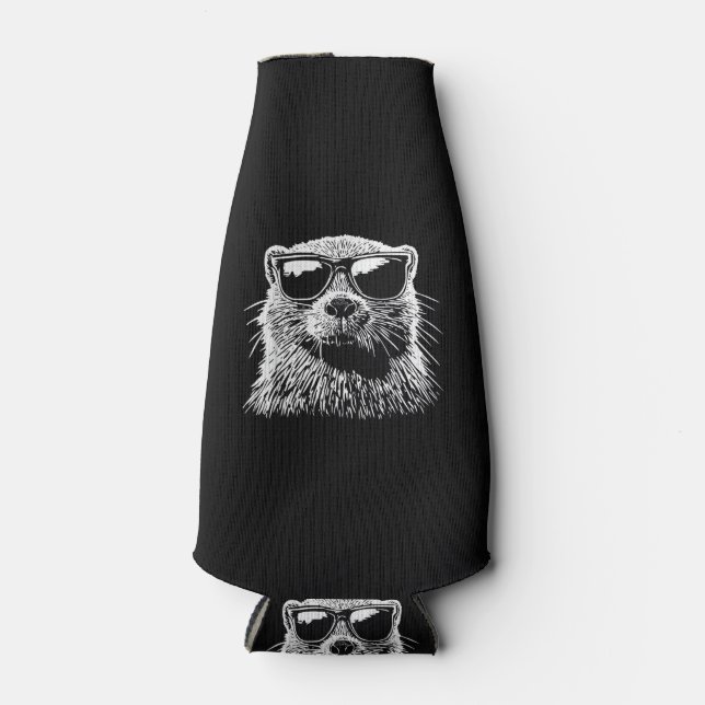 Beaver Sunglasses Bottle Cooler (Front)