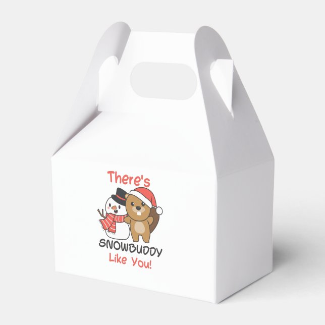 Beaver There's Snowbuddy Like Snowman Pun Favour Box (Front Side)