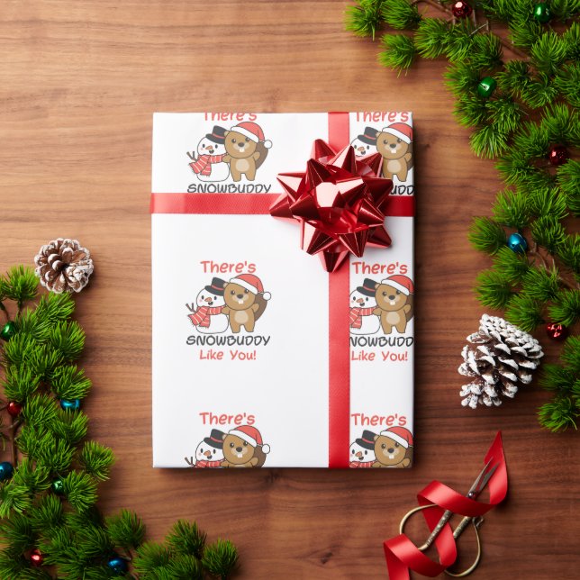 Beaver There's Snowbuddy Like Snowman Pun Wrapping Paper (Holiday Gift)