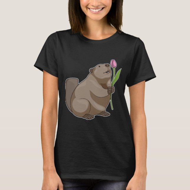Beaver Tulip Flower T-Shirt (Front)