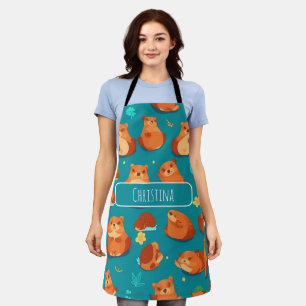 Beaver Watercolor Colourful Personalised Pattern Apron