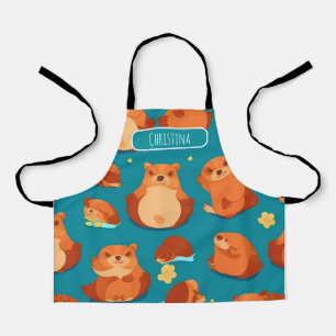 Beaver Watercolor Colourful Personalised Pattern Apron