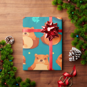 Beaver Watercolor Colourful Personalised Pattern Wrapping Paper