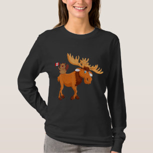 Beaver With Moose Maple Leaf Canadian Flag Canada T-Shirt
