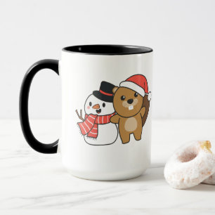 Beaver With Snowman In Winter At Christmas Mug