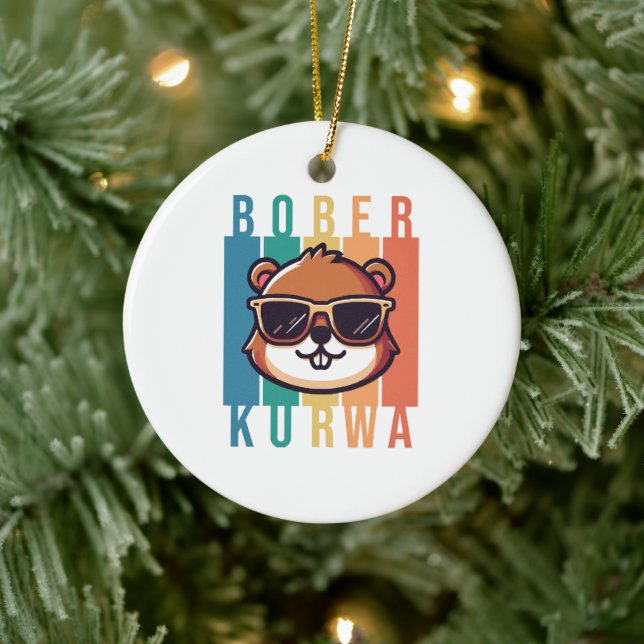  Beaver with Sunglasses Ceramic Tree Decoration (Tree)