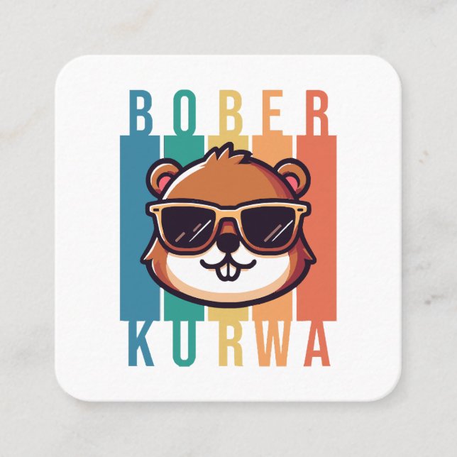  Beaver with Sunglasses Square Business Card (Front)