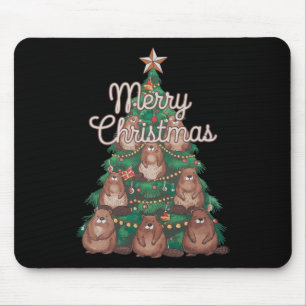 Beaver Xmas Tree Beaver Christmas Tree Merry Chris Mouse Mat