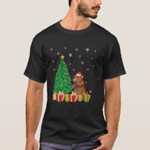Beaver Xmas Tree Lighting Santa Hat Beaver Christm T-Shirt