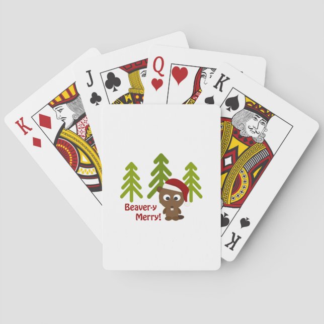 Beaver-y Merry! Christmas Beaver Playing Cards (Back)