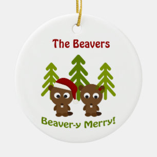 Beaver-y Merry! Christmas Beavers Ceramic Tree Decoration