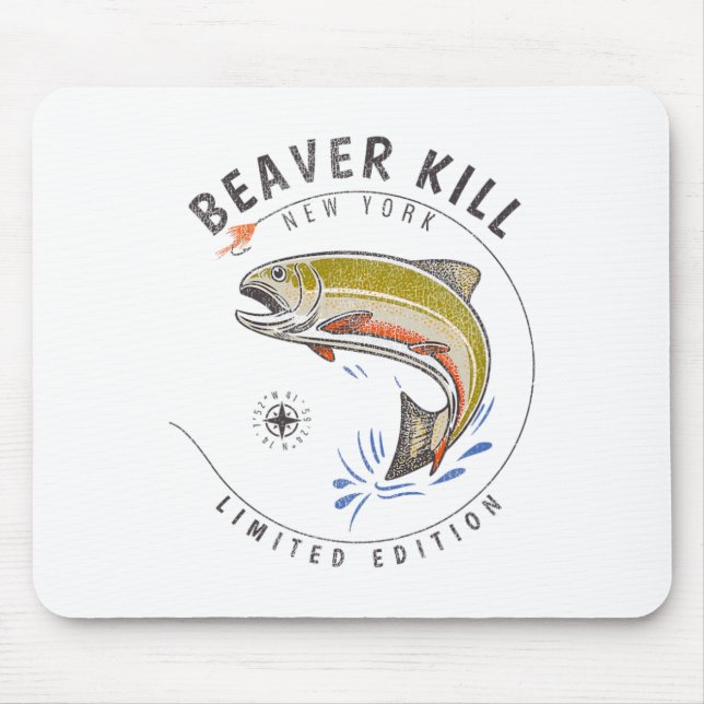 Beaverkill River New York Fly Fishing Souvenir Bea Mouse Mat (Front)