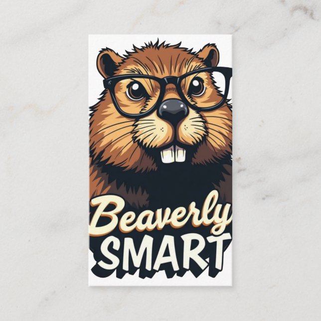 Beaverly Smart – Funny Beaver with Glasses Graphic Enclosure Card (Front)