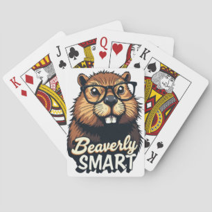 Beaverly Smart – Funny Beaver with Glasses Graphic Playing Cards