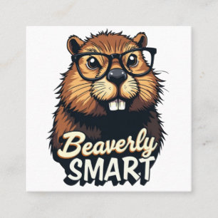 Beaverly Smart – Funny Beaver with Glasses Graphic Square Business Card