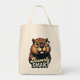 Beaverly Smart – Funny Beaver with Glasses Graphic Tote Bag