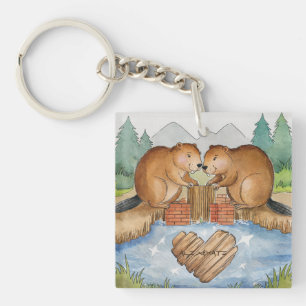 Beavers in Love Key Ring