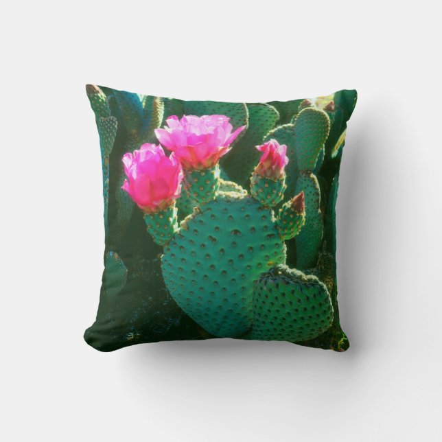 Beavertail Cactus Flowers Cushion (Front)
