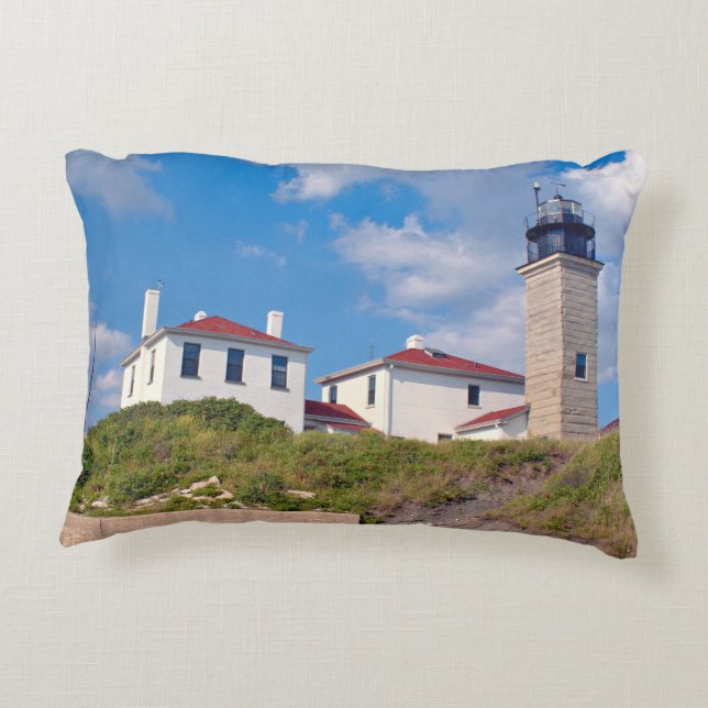 Beavertail Lighthouse, Rhode Island Accent Pillow (Back)