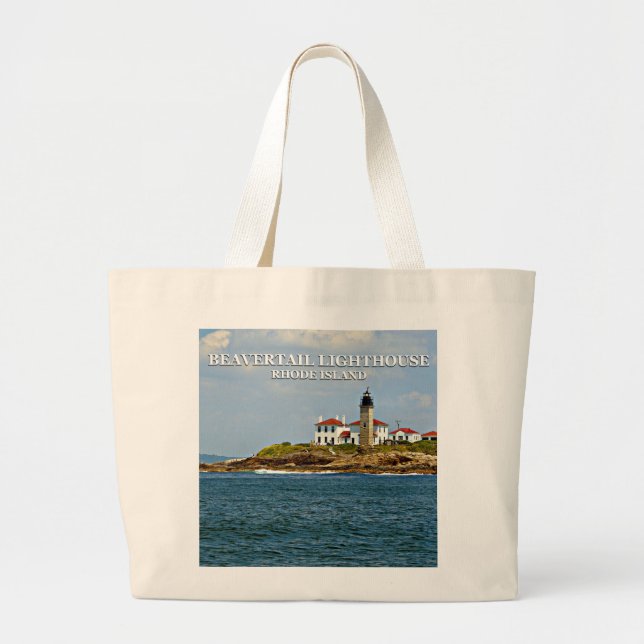 Beavertail Lighthouse, Rhode Island Large Tote Bag (Front)