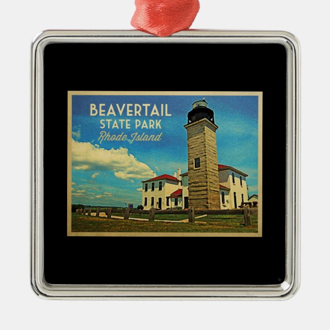 Beavertail Lighthouse Rhode Island Metal Tree Decoration (Front)