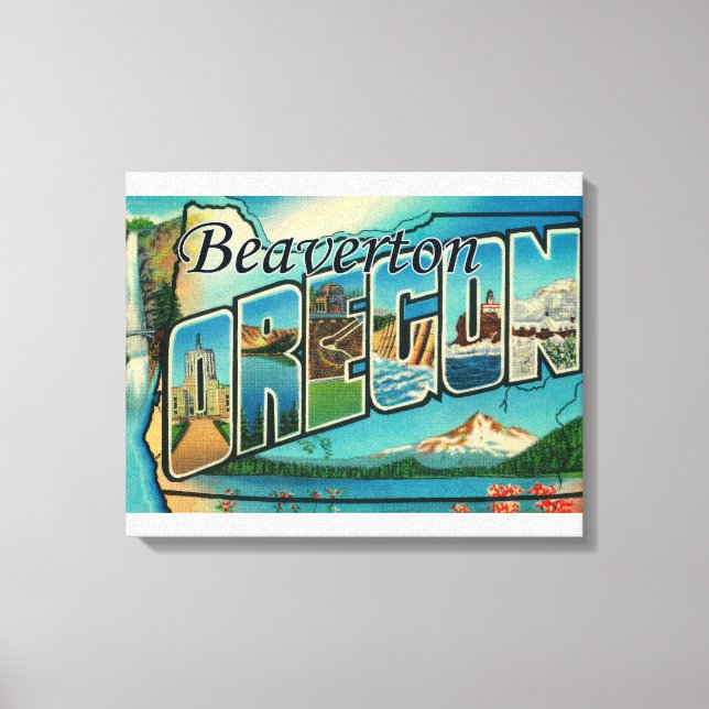 Beaverton, Oregon - Large Letter Scenes Canvas Print (Front)