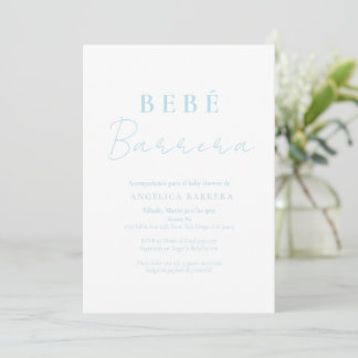 Bebe Azul Invitación Simple Baby Shower Invitation