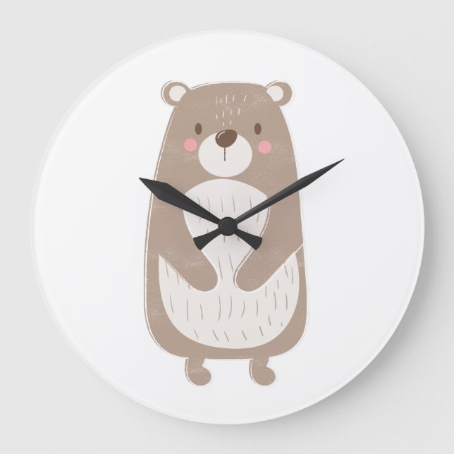 Bebe Bear Watercolor Nursery Clock (Front)