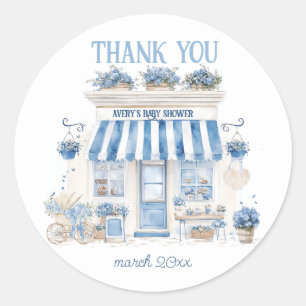 Bebe Cafe Bonjour Bebe Parisian theme Baby Shower Classic Round Sticker