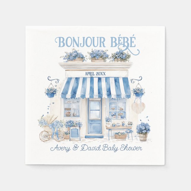 Bebe Cafe Bonjour Bebe Parisian theme Baby Shower Napkin (Front)