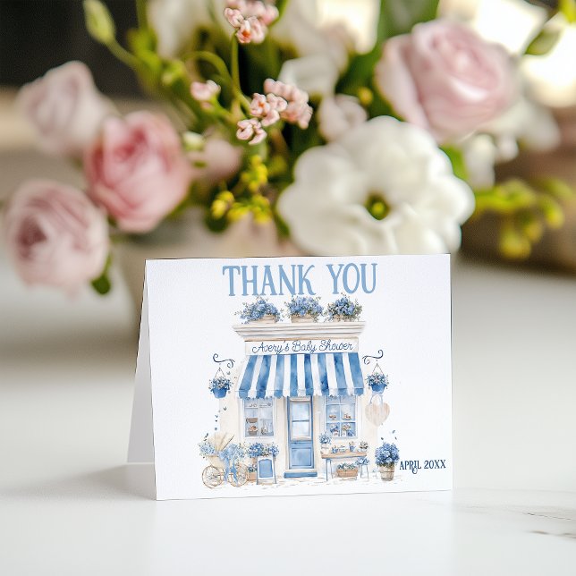 Bebe Cafe Bonjour Bebe Parisian theme Baby Shower Thank You Card (Creator Uploaded)