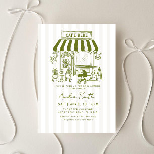 Bebe Cafe Home cafe themed Baby shower Invitation