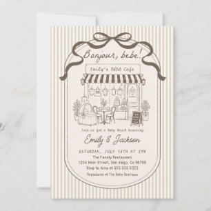 Bebe Cafe Parisian Brown Coffee Baby Shower Invitation