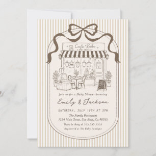 Bebe Cafe Parisian Brown Coffee Baby Shower Invitation