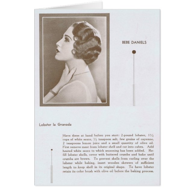 Bebe Daniels Lobster Recipe (Front)