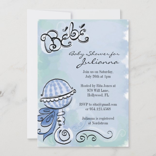 Bebe - French Inspired baby shower invitation (Front)
