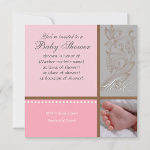 Bébé Modern Swirl n Dot - Baby Girl Shower Invite