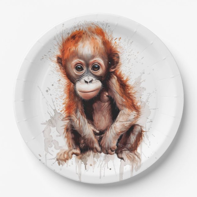Bebé Orangután Paper Plate (Front)