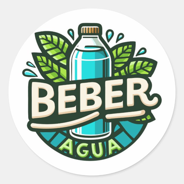 Beber agua classic round sticker (Front)