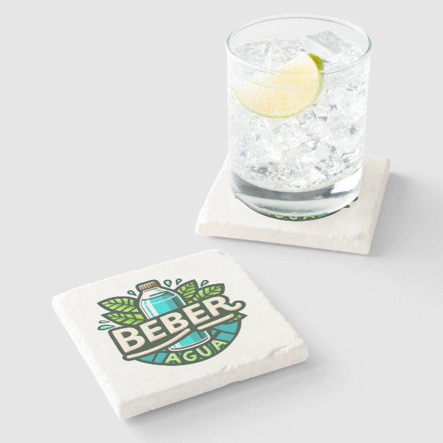 Beber agua stone coaster (Side)