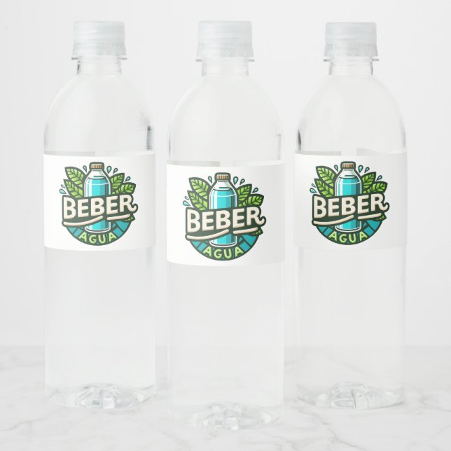 Beber agua water bottle label (Bottles)