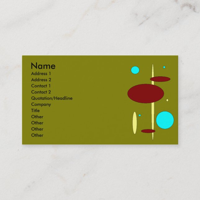 Bebop Retro Olive Business Card (Front)