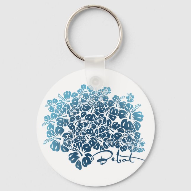 Bebot - Hibiscus - Blue Key Ring (Front)