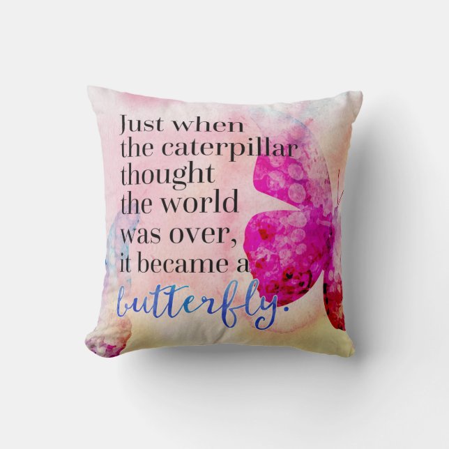 Became A Butterfly Quote Cushion (Front)